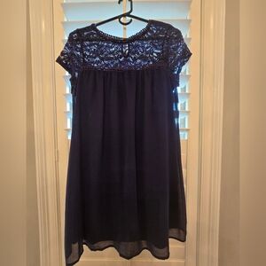 As U Wish Navy Lace Mini Dress